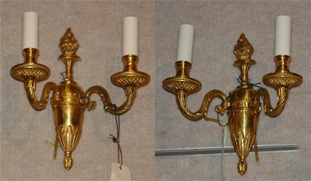Pair of French Brass Two-Light