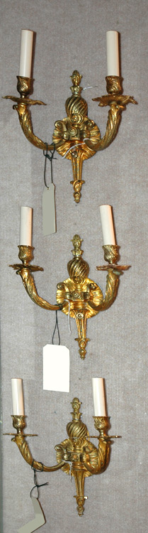 Three Rococo Style Gilt-Bronze Two-Light