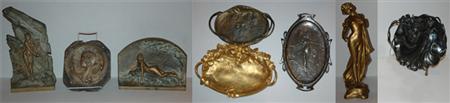 Group of Nine Gilt and Patinated-Bronze