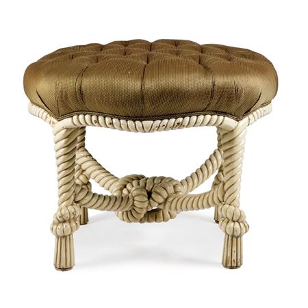 White Painted Rope-Form Ottoman
	