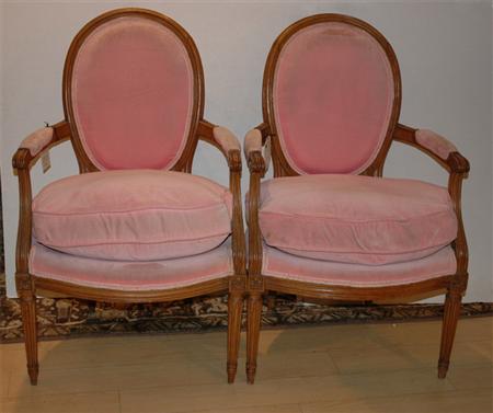 Pair of Louis XVI Style Beechwood