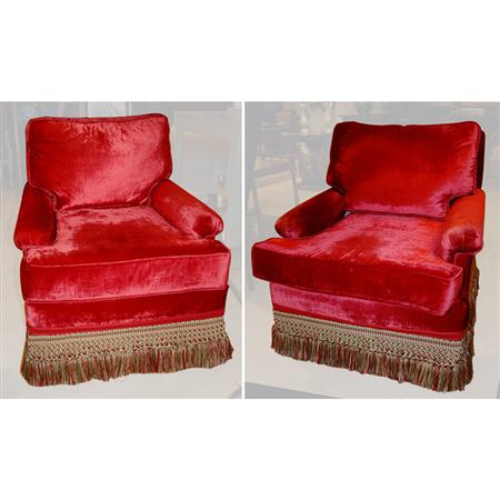 Pair of Red Velvet Upholstered 69bfa