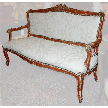 Italian Red and Gold Painted Settee  69c09