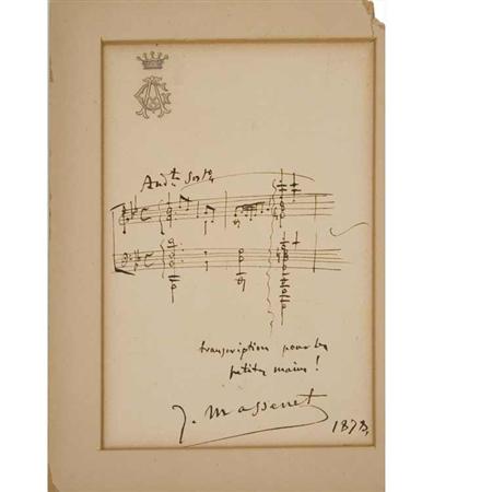 MASSENET, JULES Autograph musical quotation,