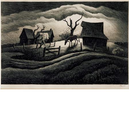 Thomas Hart Benton RAINY DAY Lithograph  6a192