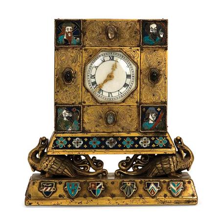 French Gilt-Bronze and Champleve Enameled