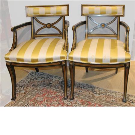 Pair of Regency Style Painted Armchairs  6a283