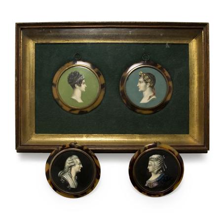 Two Pairs of Framed Portrait Miniatures  6a28c