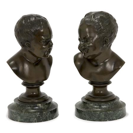 Pair of Bronze Busts of Infants  6a2ea