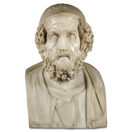 Carved White Marble Bust of Homer  6a2f3