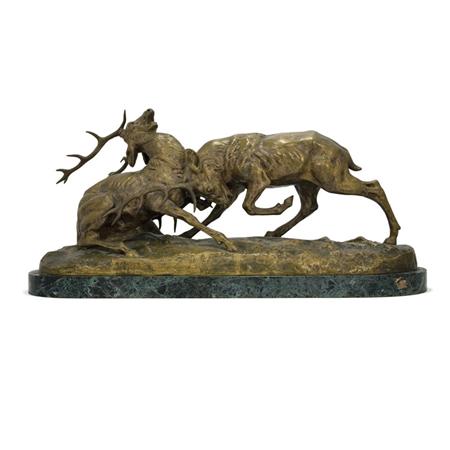Gilt-Bronze Group of Two Stags
	