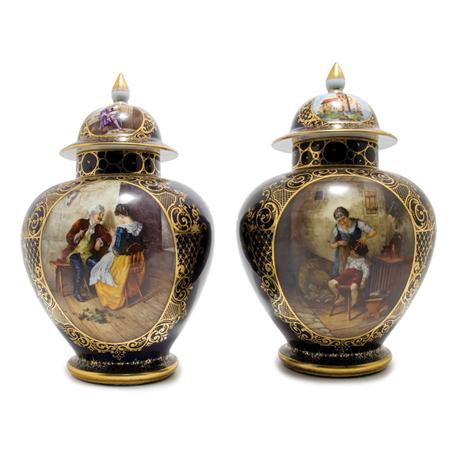 Pair of Dresden Gilt Decorated Porcelain