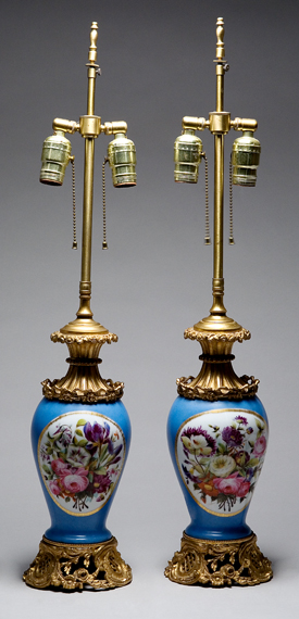 Pair of Sevres Style Gilt Metal 6a316