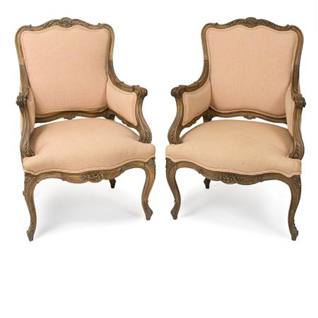 Pair of Louis XV Style Walnut Bergeres  6a31a