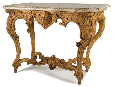 Continental Rococo Walnut Console  69f62