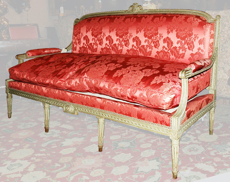 Louis XVI Style Gilt Painted Settee  69f9a