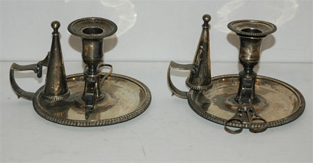 Pair of George III Silver Chamber