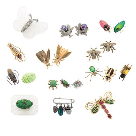 Group of Bug Pins and Earrings
	