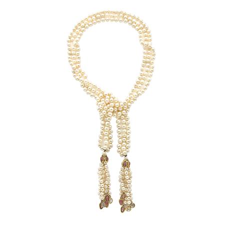 Chanel Faux Baroque Pearl Lariat  6a513