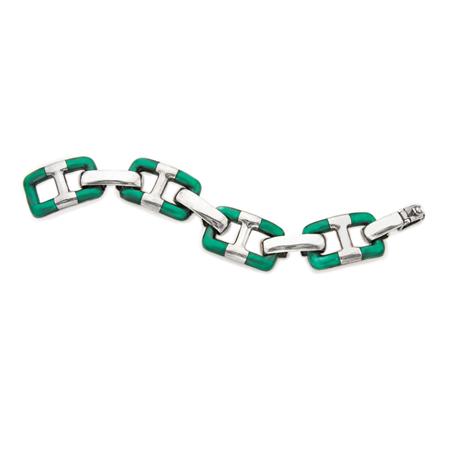 Italian Enameled Silver Link Bracelet
	