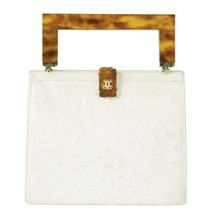 White Ostrich Afternoon Bag with 6a551