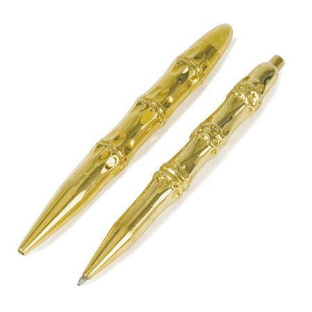 Two Gold Bamboo Writing Implements
	