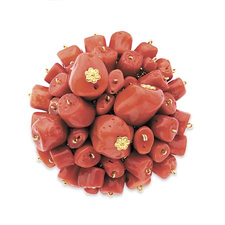Natural Coral Cluster Brooch  6a582
