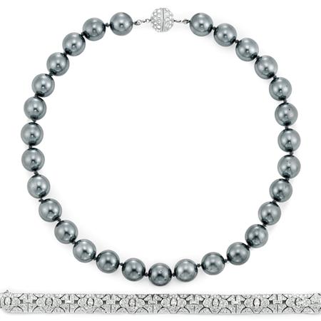 Faux Gray Pearl Choker and Ciner