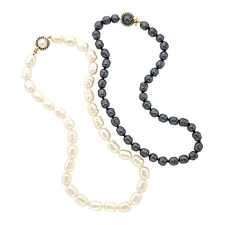 Two Chanel Faux Baroque Pearl Opera 6a622