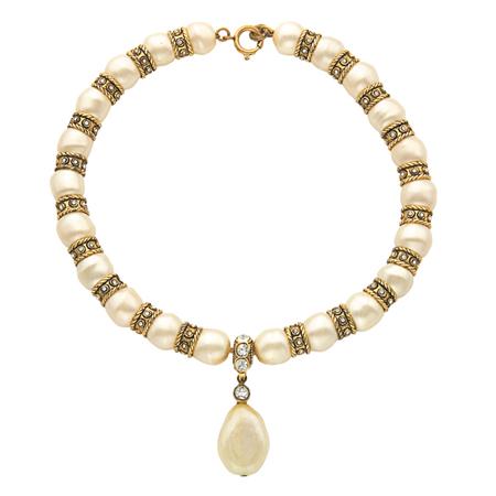 Chanel Faux Pearl Choker with Drop
	
