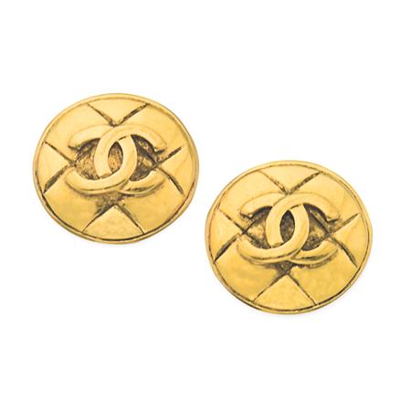 Chanel Quilted Logo Earrings  6a63a