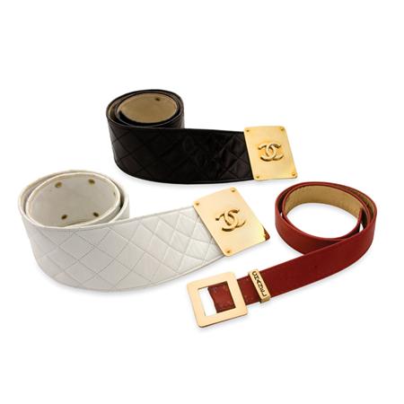 Group of Three Chanel Leather Belts  6a642