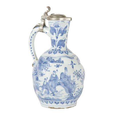 German Faience Blue and White Pewter