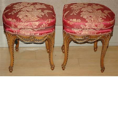 Pair of Louis XV Style Walnut Taborets  6a6bf