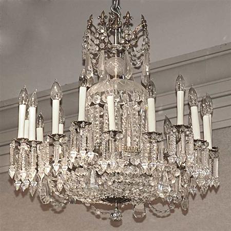 Neoclassical Style Cut Glass Eighteen Light 6a6d9