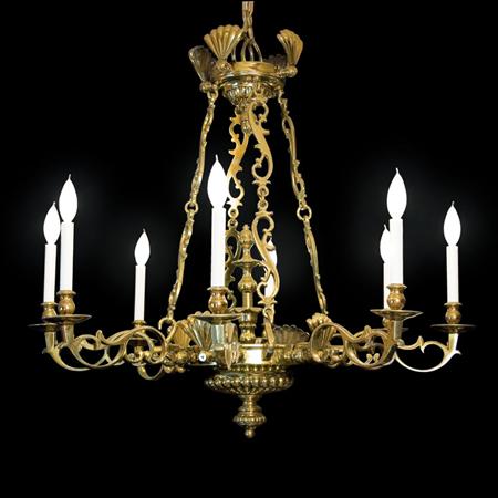 Victorian Brass Eight Light Chandelier  6a6db