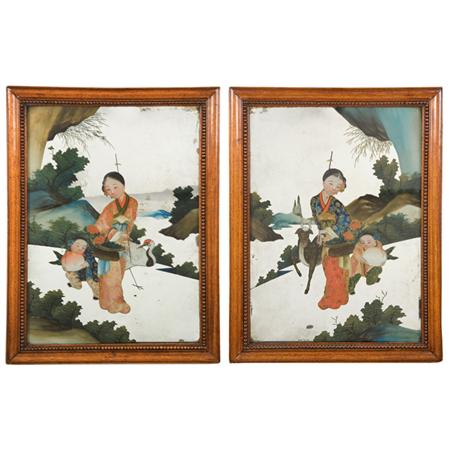 Pair of Framed Chinese Export Reverse 6a6e0
