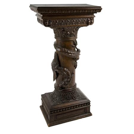 Renaissance Style Carved Oak Pedestal  6a344