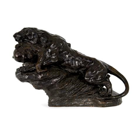 Faux Bronzed Group of a Panther and