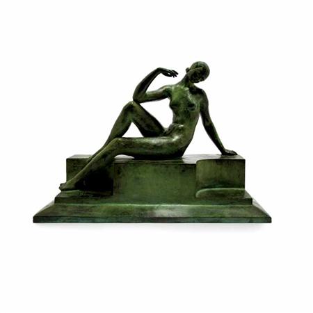 French Art Deco Verdigris Patinated Bronze 6a365