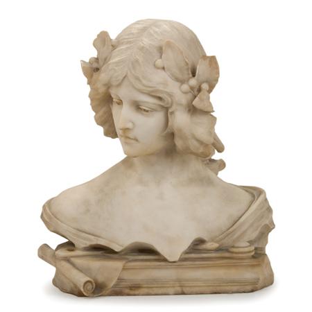 Art Nouveau Marble Bust of a Maiden  6a38d