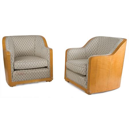 Pair of Art Deco Barrel Chairs