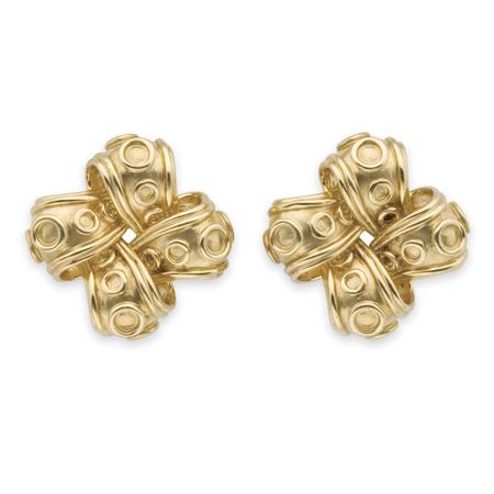 Pair of Gold Bow Earclips, Tiffany