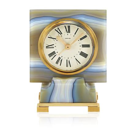 Gold and Agate Desk Clock Cartier  6a8cd