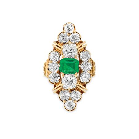 Antique Gold, Emerald and Diamond Ring
	