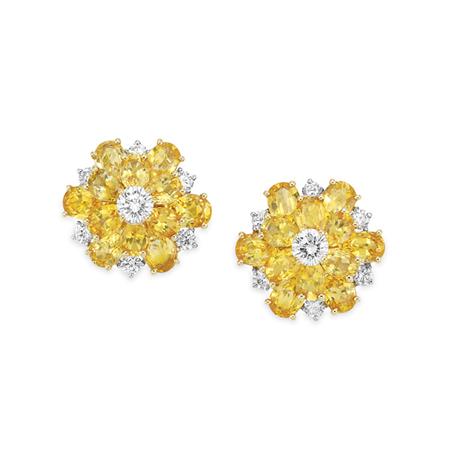 Pair of Yellow Sapphire and Diamond