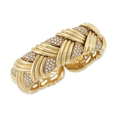 Gold and Diamond Bangle Bracelet,
