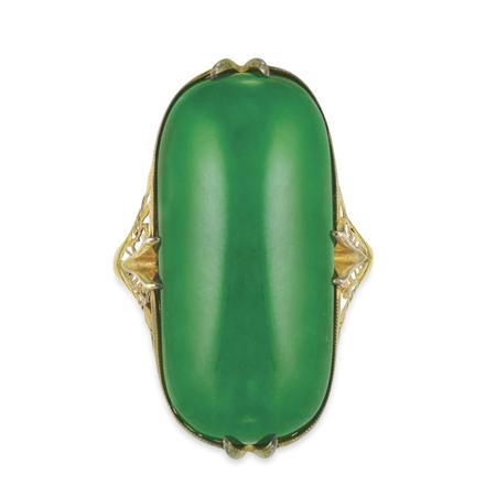 Antique Silver Gilt and Jade Ring  6a8fa