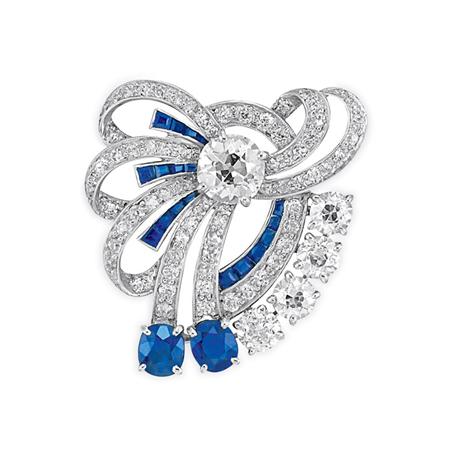 Diamond and Sapphire Bow Clip  6a903