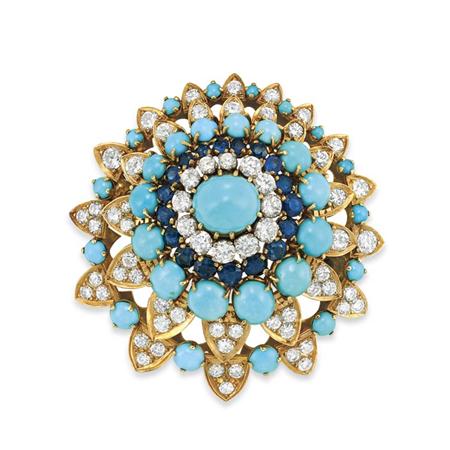 Gold Turquoise Sapphire and Diamond 6a929